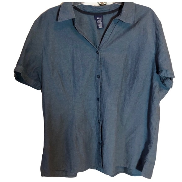 Basic Editions Tops - Basic Editions Denim Shirt Short Sleeves XL